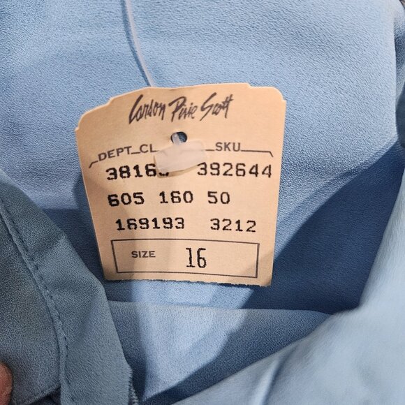 Josephine Shirt Womens 16 Blue Flutter Sleeve Button Up Vintage Style Bow Blouse - Picture 10 of 15